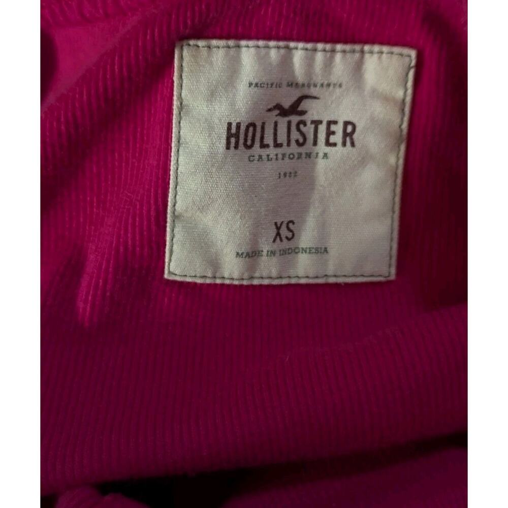 Vtg Hollister Henley Top Y2K Fitted Pink Magenta Ribbed Women Xs Elena Gilbert - Picture 4 of 6